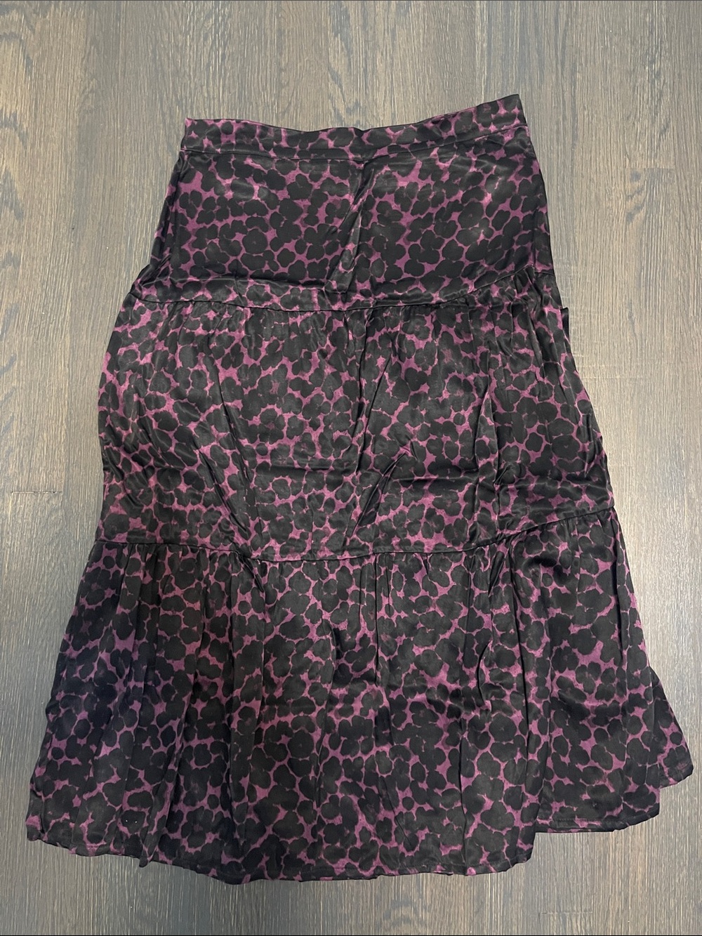 Whistles Black and Purple Printed Tiered Skirt